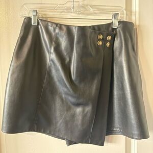 Zara Black Leather Mini Skort